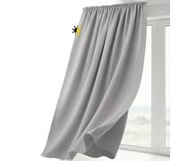 BEAUTEX Rideau occultant avec galon fronceur en U, rideau occultant opaque, taille et couleur au choix (largeur 140 cm, hauteur 145 cm, gris clair)