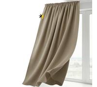 BEAUTEX Rideau occultant avec galon fronceur, U-Band, Rideau occultant opaque assombrissant, Choix de tailles et de couleurs (Largeur 140 cm, Hauteur 145 cm, Marron clair)