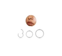 Beautidots Lot de 3 anneaux de nez 20 g en acier inoxydable argenté avec zircone cubique pour homme et femme Diamètre 6 mm 8 mm 10 mm