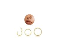 Beautidots Lot de 3 anneaux de nez 20 g en acier inoxydable doré avec zircone cubique pour homme et femme Diamètre 6 mm 8 mm 10 mm