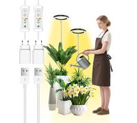 beautiebeam Lampe de croissance LED spectre complet,réglable 35-155cm,Timer 8/12/16h,10 niveaux,Câble 4m,10W,Noir,2PCS