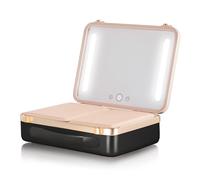 Beautifect Grande trousse de maquillage noire mate avec miroir lumineux à DEL - Matelassée métallique pour femme