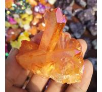 Beautiful 90g Orange Aura Quartz Crystal vug Titanium Bismuth Silicon Cluster Rainbow Gemstone Stone