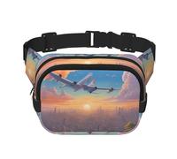 Beautiful Airplane Sac banane carré double couche avec sangle réglable pour activités de plein air, noir, taille unique, Noir , Taille unique