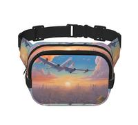 Beautiful Airplane Sac banane carré double couche - Sac banane unisexe partout pour la course, les voyages, la randonnée, le fitness, noir, taille unique, Noir/blanc, One Size