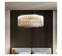 Beautiful Art Deco Pendant Light Aluminum Chain for Parlor Bedroom Restaurant Hanging Lamp Silver Metal