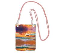 Beautiful Beach At Sunset Print Mini sac à bandoulière pour téléphone portable et smartphone, rose, Taille unique
