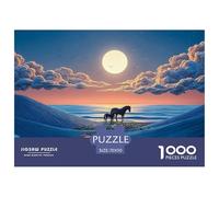 Beautiful Black Horse 1000 Pcs Carton Premium Coffret De Puzzles Horse at Night Stimulant Et Éducatif Jeu Créatif Puzzles As Birthday Gifts 70x50cm/1000pcs