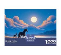 Beautiful Black Horse 1000 Pièces Carton Premium Lot de Puzzles Horse at Night Stimulant Et Éducatif Jeu Familial Puzzles As Birthday Gifts 38x26cm/1000pcs