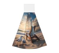 Beautiful Blue Sky and Sea Coral Velvet Lingettes absorbantes en velours à suspendre pour cuisine, salle de bain, camping, extérieur et plus encore