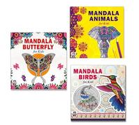 Beautiful Butterfly + Amazing Animals + Birds Mandala Art Designs Colouring Books | Butterfly Art | Animal Kingdom | Bird Designs | Mandala Art | Fun for Kids | Nature Illustrations (Set Of 3 Books)