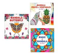 Beautiful Butterfly + Healthy Fruits & Vegetables + Amazing Magic Mandala Art Designs Colouring Books | Butterfly Art | Healthy Foods | Magical Designs | Mandala Art | Fun for Kids | Creative Art (Set