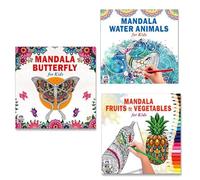 Beautiful Butterfly + Ocean-Themed Sea Animals + Fruits & Vegetables Mandala Art Designs Colouring Books | Butterfly Art | Ocean Life | Healthy Foods | Mandala Creations | Sea Life Illustrations | Nat