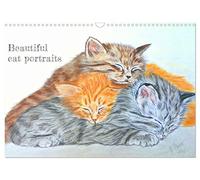 Beautiful cat portraits (Wall Calendar 2026 DIN A3 landscape), CALVENDO 12 Month Wall Calendar: Authentic portrait drawings of cats and kittens