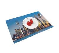 Beautiful City Sky Line Lot de 4 sets de table imperméables, faciles à nettoyer, résistants à la chaleur, antidérapants 45,7 x 30,5 cm