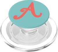 Beautiful Coral Red and Turquoise Letter A Initial Monogram PopSockets PopGrip pour MagSafe