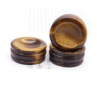 Beautiful Crystal Ball Base Stone Agate Rose Quartz Carving Crafts Display Stand Desktop Decoration Home (Color : Tiger Eye, Size 2pcs)
