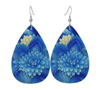 Beautiful Flower Bleue Boucle D'Oreille Double Face Boucles D'Oreilles En Cuir Légères Pendantes D'Oreille Pour Décorations Femme