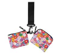 Beautiful Flowers Lot de 2 pochettes pour pièces de monnaie et cartes de crédit minimalistes avec poche zippée pour femme