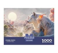 Beautiful Girl with Long White Hair 1000 Pcs Carton Extra-épais Coffret De Puzzles Giant Wolf and Girl Stimulant Et Éducatif Jeu Créatif Puzzles As Birthday Gifts 52x38cm/1000pcs