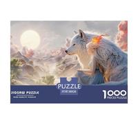 Beautiful Girl with Long White Hair 1000 Pcs Carton Extra-épais Coffret De Puzzles Giant Wolf and Girl Anti-Stress Jeu Familial Puzzles As Birthday Gifts 38x26cm/1000pcs