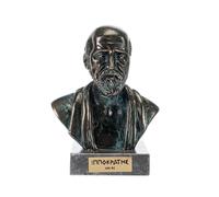 BEAUTIFUL GREEK STATUES Statue Hippocrate de Kos Buste Père de Médecine en Bronze avec Base en Marbre 13 cm