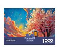 Beautiful Houses with Bougainvillea Flowers 1000 Pièces Carton Extra-épais Puzzle De Qualité Supérieure Sea Beach Extrêmement Difficile Défi Unique Puzzles pour Adultes Et Enfants 52x38cm/1000pcs