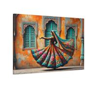 Beautiful Indian Woman Dancing Canvas Print, Rajasthan India Lady Wall Art 36x24inch 90x60cm (Horizontal) / 1.25inch 3.175cm
