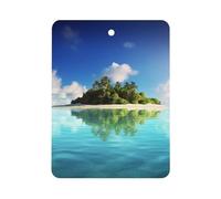 Beautiful Island in The Sea Car Désodorisant à suspendre, tablettes d'aromathérapie de voiture parfumées longue durée, cartes parfumées carrées pour véhicules, chambre à coucher, armoire, style blanc