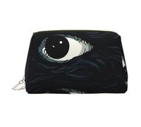 Beautiful Island in The Sea Trousse de maquillage en cuir de grande capacité Sac de rangement de voyage à double usage Trousse de toilette et trousse de maquillage, Yeux effrayants, Taille unique