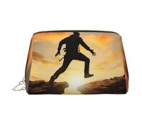 Beautiful Island in The Sea Trousse de maquillage en cuir de grande capacité Sac de rangement de voyage à double usage Trousse de toilette et trousse de maquillage, Rock Jump, Taille unique, Cartable