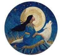 Beautiful Native American Woman, Loup Blanc 1000pcs (67.5x67.5cm) Puzzle pour Adultes -,Jouet De DIY
