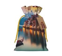 Beautiful Place Sacs de Noël avec cordon de serrage, sacs de rangement réutilisables pour cadeaux de Noël, ruban jaune