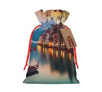 Beautiful Place Sacs de Noël avec cordon de serrage, sacs de rangement réutilisables pour cadeaux de Noël, ruban de Noël rouge