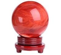 Beautiful Red Ball with Stand, Melting Quartz Crystal,Fengshui Ruby Divination Sphere for Home Decor Prosperous Love Invite Wealth,100mm/3.9in
