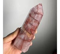 Beautiful Red Glue Flower Crystal Single tip Point Wand Column (Size : 700-800g) Gemstone Stone