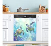 Beautiful Sea World Aimant de lave-vaisselle pour porte avant, grand panneau décoratif en métal pour cuisine, lave-vaisselle, réfrigérateur, autocollant décoratif magnétique 58 x 66 cm