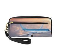 Beautiful Sky Airplane Sac de rangement portable en cuir pour cosmétiques de voyage, sac de rangement quotidien pour homme et femme, noir, taille unique, Noir/blanc, One Size