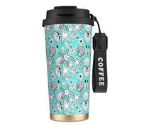 Beautiful Star Sea Print Tasse à café isotherme en acier inoxydable avec couvercle anti-fuite réutilisable, 500 ml