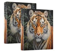 Beautiful Tiger King Lot de 2 classeurs à 3 anneaux en PVC avec anneau en D et poche transparente pour fournitures de bureau 3,8 cm