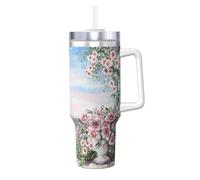 Beautiful Tower Paris Ice Bully Gobelet isotherme réutilisable avec poignée pour boissons froides et chaudes 1 200 ml