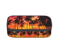 Beautiful Tropical Sunset Beach Palm Trees Étui à crayons spécial pour filles garçons, étui à crayons grande capacité grande pochette à crayons, sacs à crayons pour étudiants papeterie avec fermetur