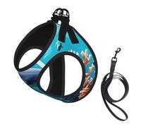 Beautiful Underwater World Harnais pour chien imprimé dauphins corail 2 boucles Gilet pour chien Clip de laisse avant anti-traction pour chiens de petite et moyenne taille