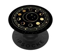 Beautiful Universe Galaxy Stars Designs - Phone Grip Noir Étoile - Croissant De Lune Mystique Et Des Phases De La Lune Céleste - Compatible avec les téléphones portables