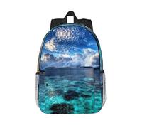 Beautiful View Of The Sea Sac à dos d'école classique léger et résistant à l'eau 38,1 cm pour filles, garçons, étudiants, voyage, travail, Noir , taille unique