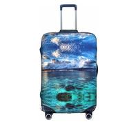Beautiful View of The Sea Valise Housse de protection élastique anti-rayures pour bagages de 45,7 à 81,3 cm, blanc, S