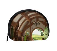 Beautiful Village Mini sac de rangement portable en polyester imprimé en forme de coquillage pour pièces de monnaie, Noir , Taille unique