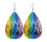 Beautiful Waves Boucles d'oreilles en cuir en forme de larme pour femme - Boucles d'oreilles pendantes légères en PVC avec crochets en argent 925, imprimés double face | Cadeau hypoallergénique