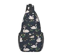 Beautiful White Swans on The Lake Abstract Marble Stone Crossbody Bag Men's Chest Cross Body Bag, léger, pour la randonnée et Les Voyages