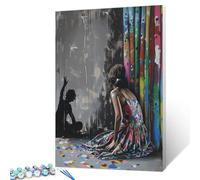 Beautiful Woman Peinture par numéro pour adultes, kit de peinture à l'huile numérique sur toile avec pinceaux et pigments acryliques, œuvre d'art de rue Banksy pour décoration d'intérieur, 40,6 x 50,8